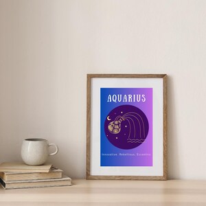AQUARIUS POSTER Print, Aquarius Zodiac Gift, Astrology Print Poster, Gift for Aquarius, Spiritual Wall Art, Instant Download, Horoscope
