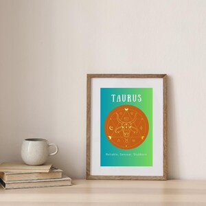 TAURUS POSTER Print, TAURUS Zodiac Gift, Astrology Print Poster, Gift for taurus, Spiritual Wall Art, Instant Download, Horoscope