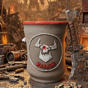 Handgjord Fantasy Orc-mugg – Keramisk kopp inspirerad av den brutala horden