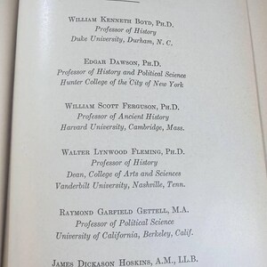 May include: A book page featuring a list of "Contributing Editors". The text, in black, details the names and academic affiliations of several professors. The background is off-white. Universities include Duke and Cambridge.