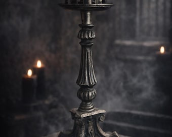 Vintage Gothic Candlestick Holder 14” | Heavy Metal Altar Decor | Dark Academia Home Decor