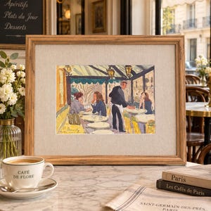 Vintage Bistro Painting in Frame - Etsy