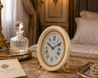 Cartier Colisee Art Deco Travel Desk Clock Gold-plated Vintage