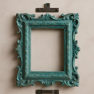 Baroque Turquoise Photo Frame | Glitter Patina Gothic Decor | Shabby Chic Wall Art | Vintage Ornate Frame 9x11 | Cottagecore Gallery