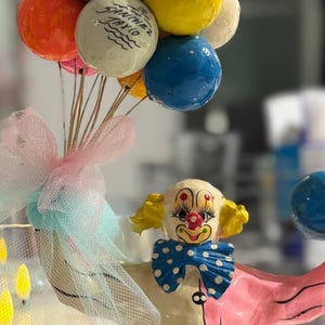 Vintage 1970s Handcrafted Paper Mache Clown - Mexican Folk Art - Signed by Artist Very Collectible