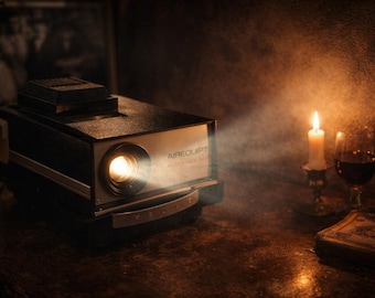 Working Airquipt Autostack 500 Slide Projector, Retro Film Decor, Dark Academia Display