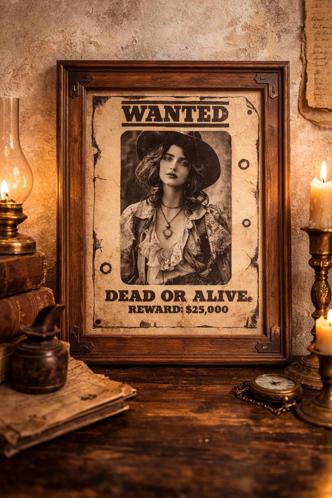 Vintage Western Saloon Frame With 1999 Poster Insert, Rustic Wood Wall ...