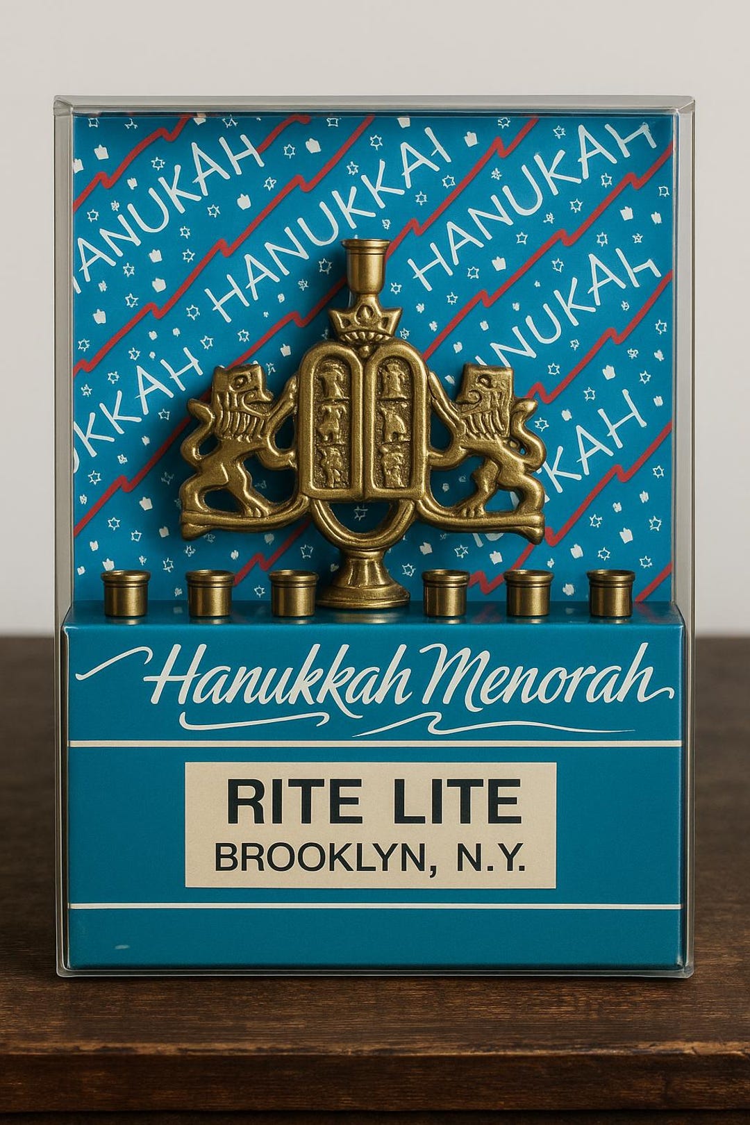 Vintage Hanukkah Menorah Rite Lite Brass Judaica Sealed Box Brooklyn ...