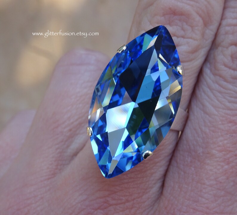 Pageant Rings Light Sapphire Czech Marquise Crystal Statement Ring, Periwinkle Light ...