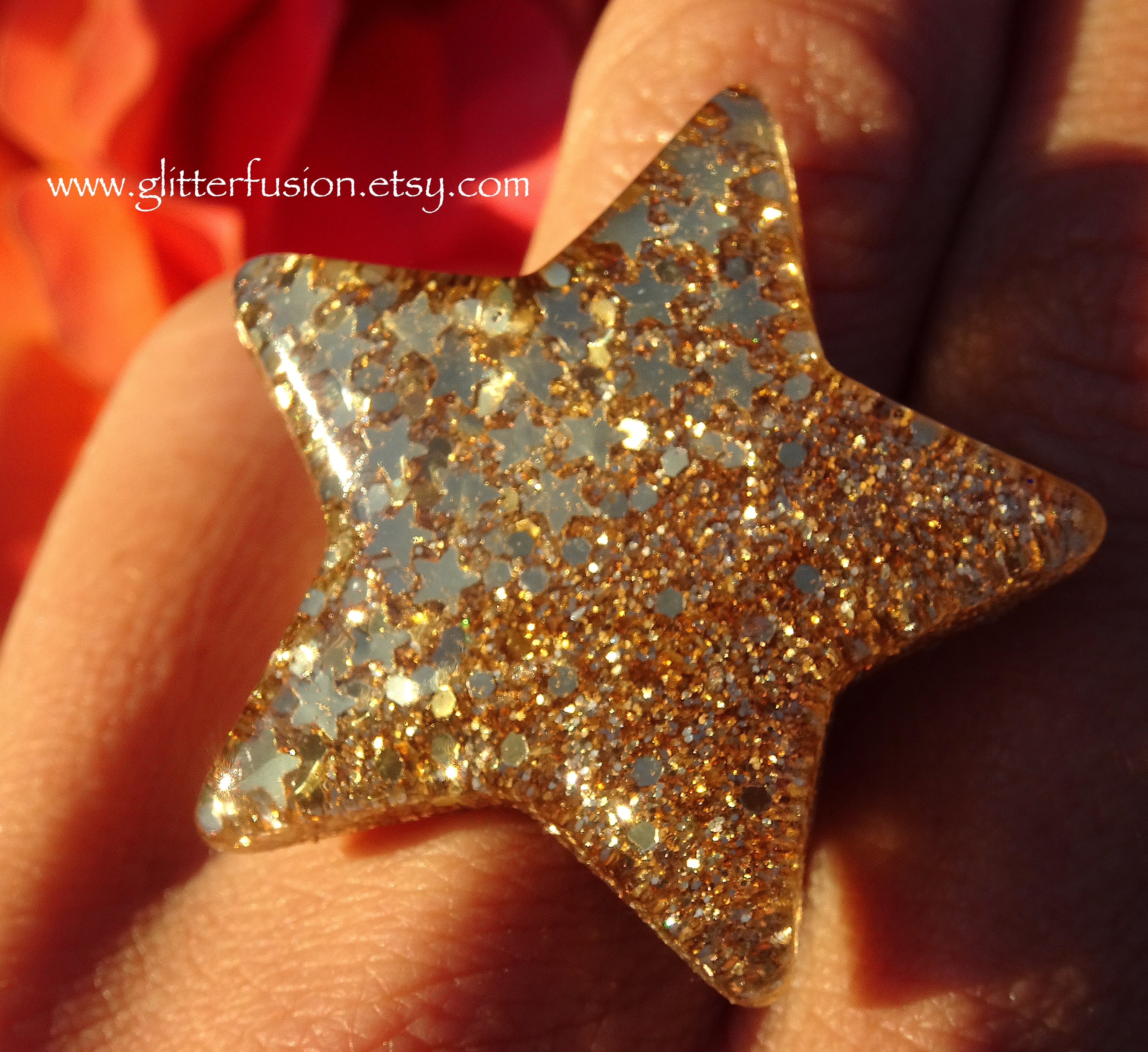 Astral gold plated /& hand poured resin adjustable statement ring