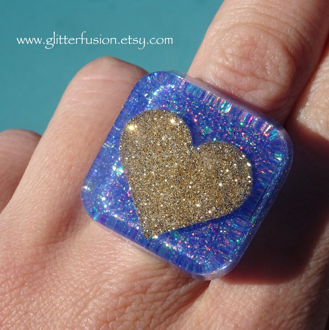 Bague Fantaisie Lucite Irisée - Taille 59, Vert Et Rose, Alliage, Occasion Bon état