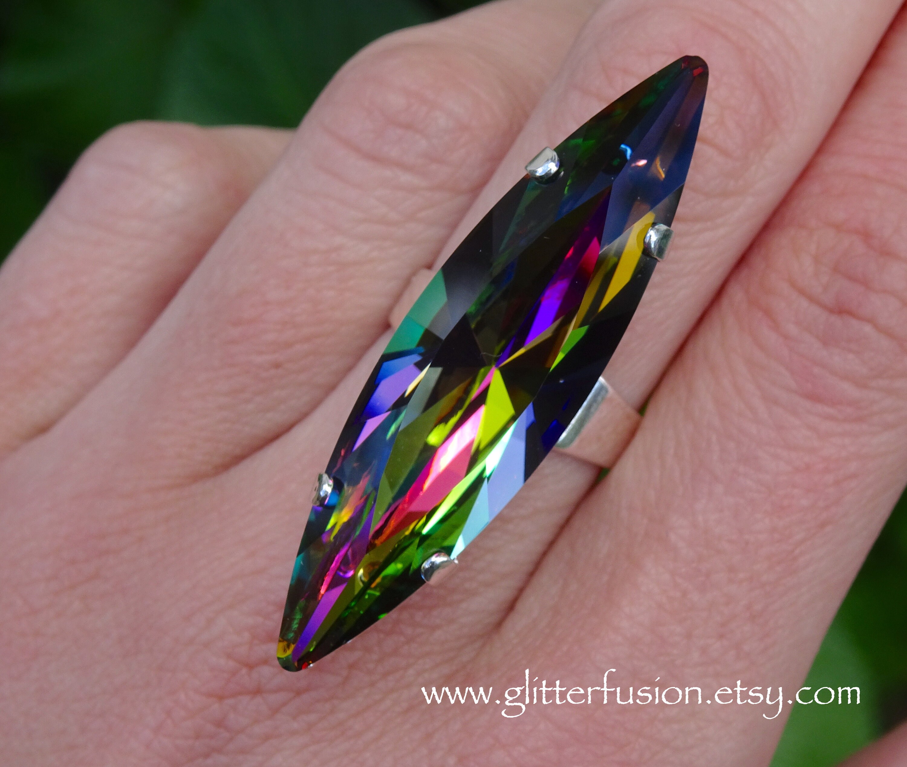 Pageant Rings Limited Edition Electra Swarovski Crystal Navette Marquise Statement ...