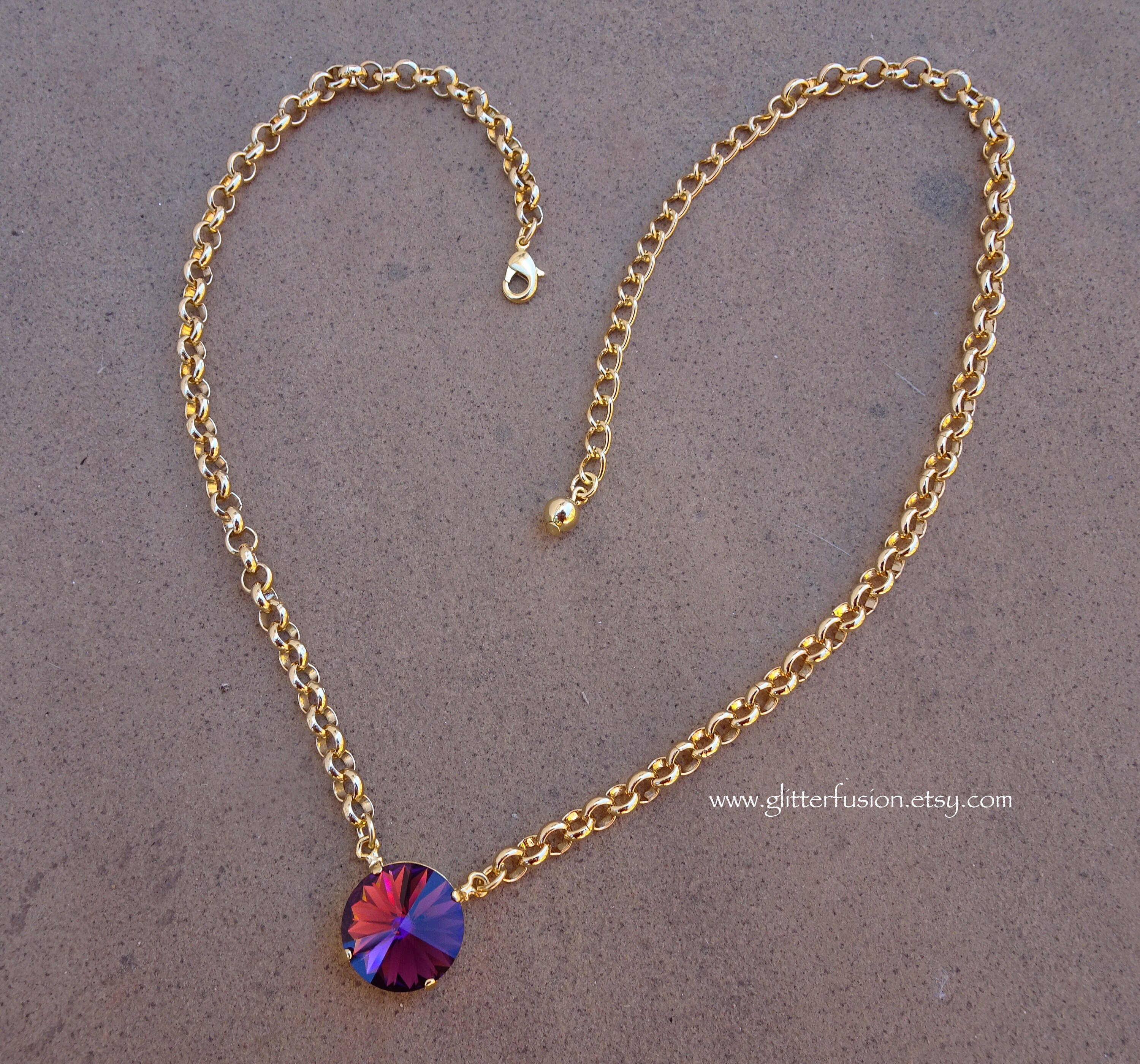 Amethyst Swarovski Crystal Statement Necklace, Deep Purple February ...