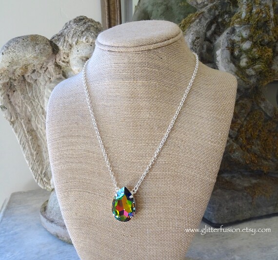 Moda Fascino Gioielli Ciondolo Cristallo Catena A Trama - Foto 7