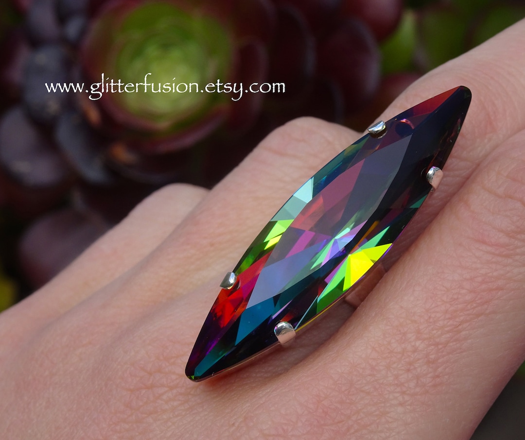 Pageant Rings Limited Edition Electra Swarovski Crystal Navette Marquise Statement ...