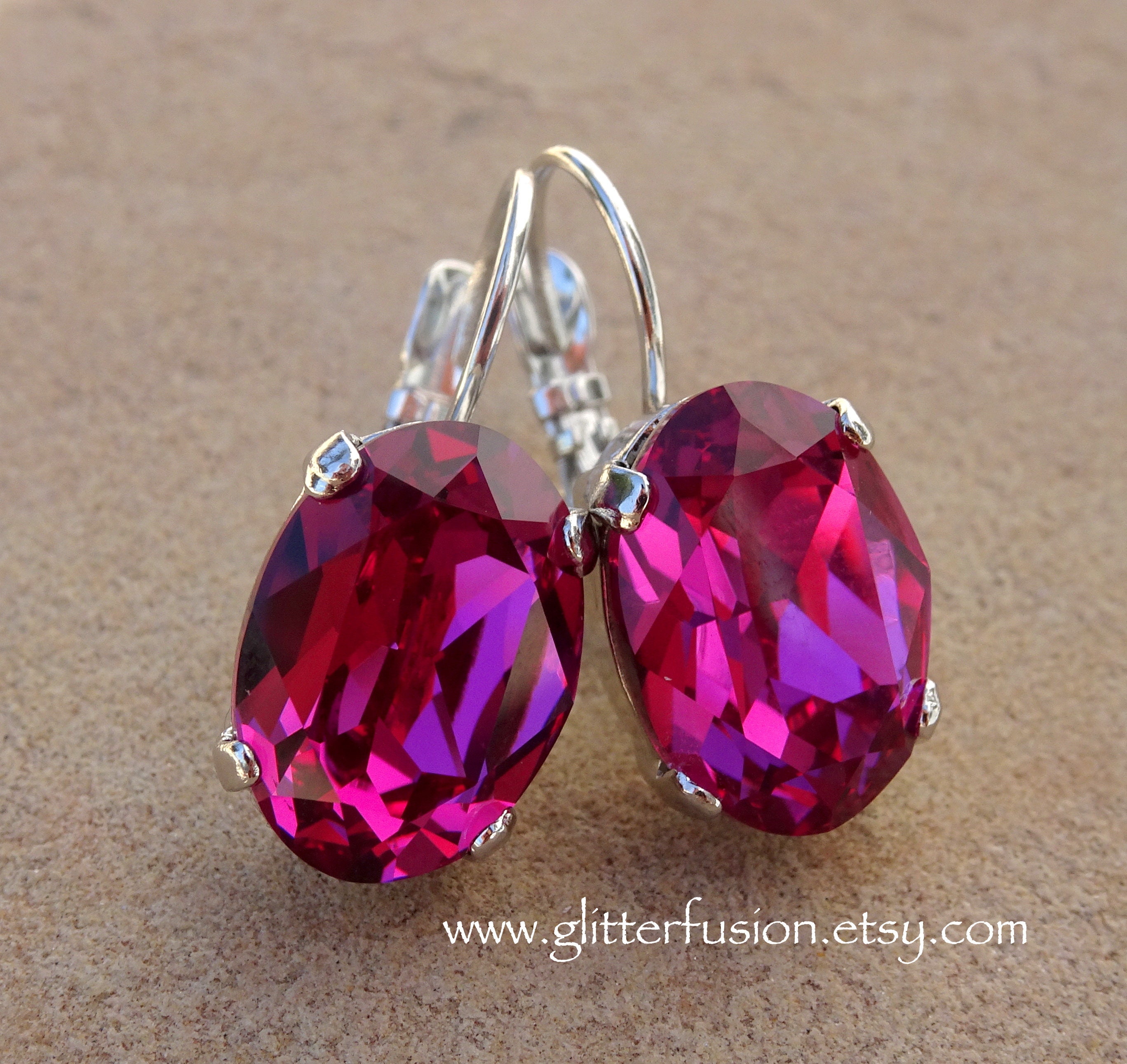 Beautiful Dark Pink Ruby Stone Earring In Silver Plated With Faceted,  Rectangle & Pear Shape at Rs 310/pair | Jaipur | ID: 21881376462