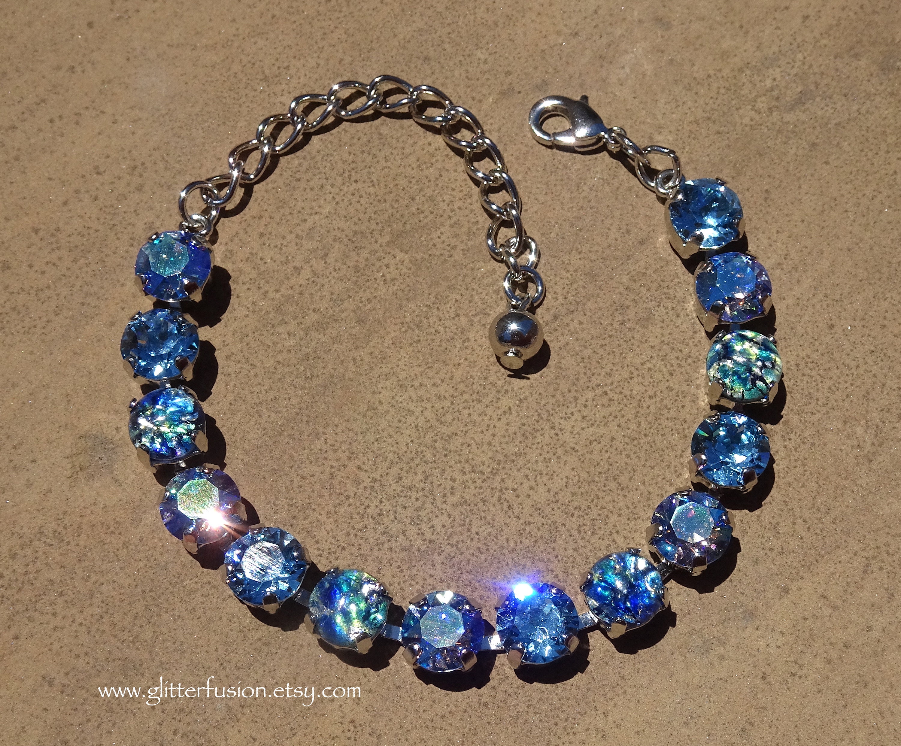 Light Sapphire Shimmer Aqua Swarovski Crystal & Vintage Blue
