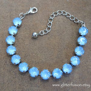 Himmelblau Swarovski Kristall Silber Statement Armband, hell-babyblau Brautjungfer Tennis Armband,Pulver blau Armband,Glitter Fusion Schmuck