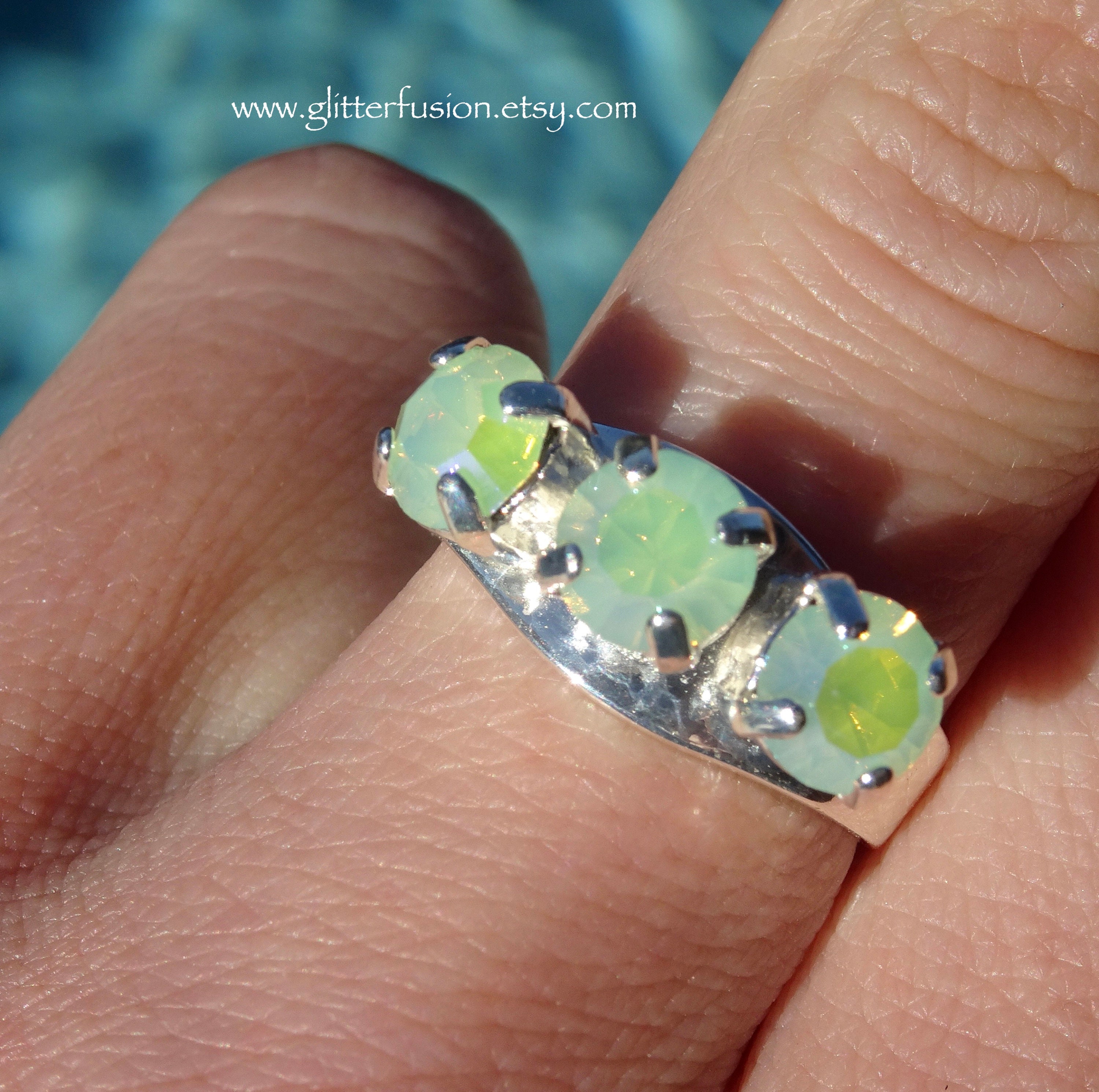 Chrysolite Opal Glacier Blue Swarovski Crystal Multi Stone