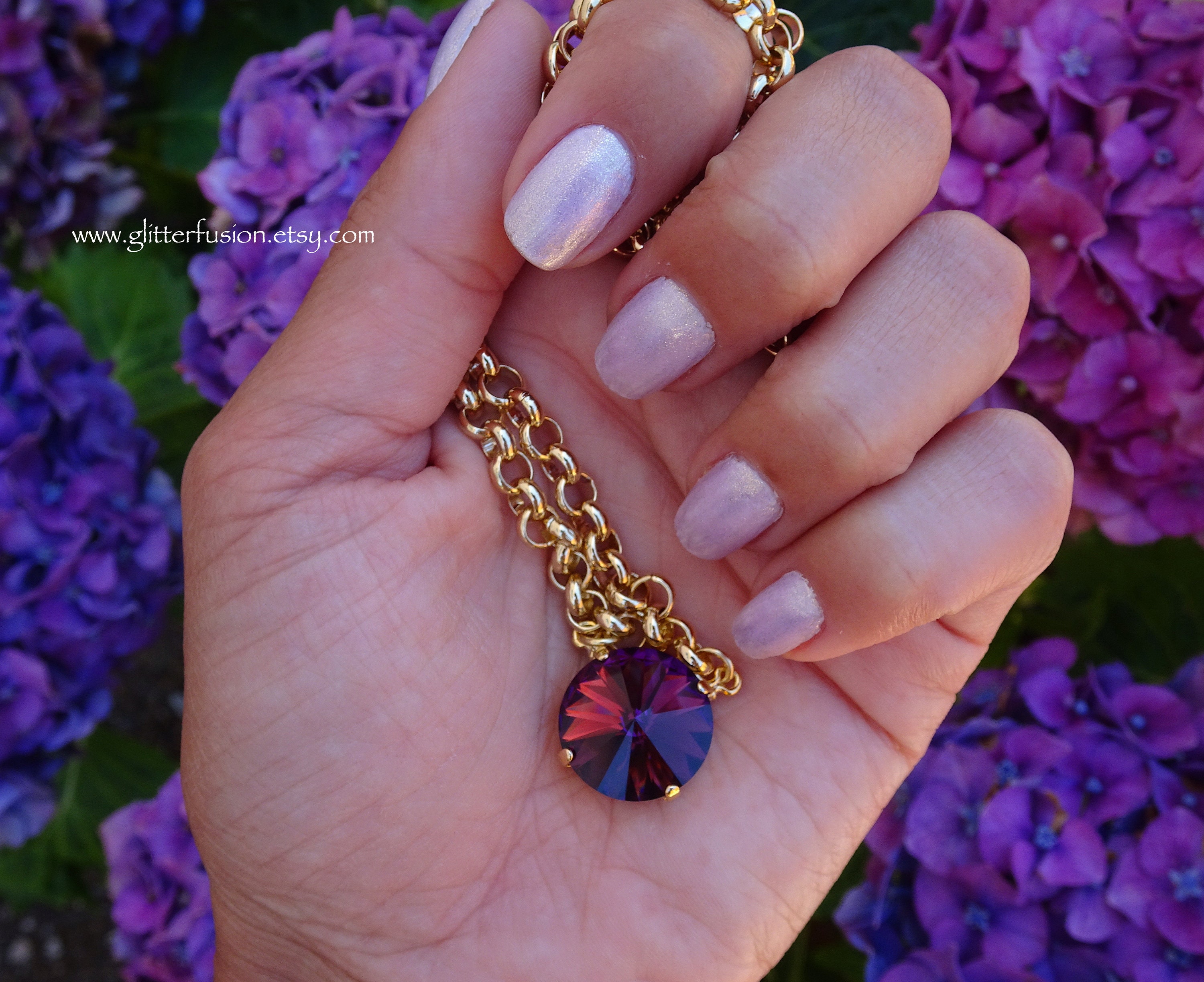 Amethyst Swarovski Crystal Statement Necklace, Deep Purple February ...