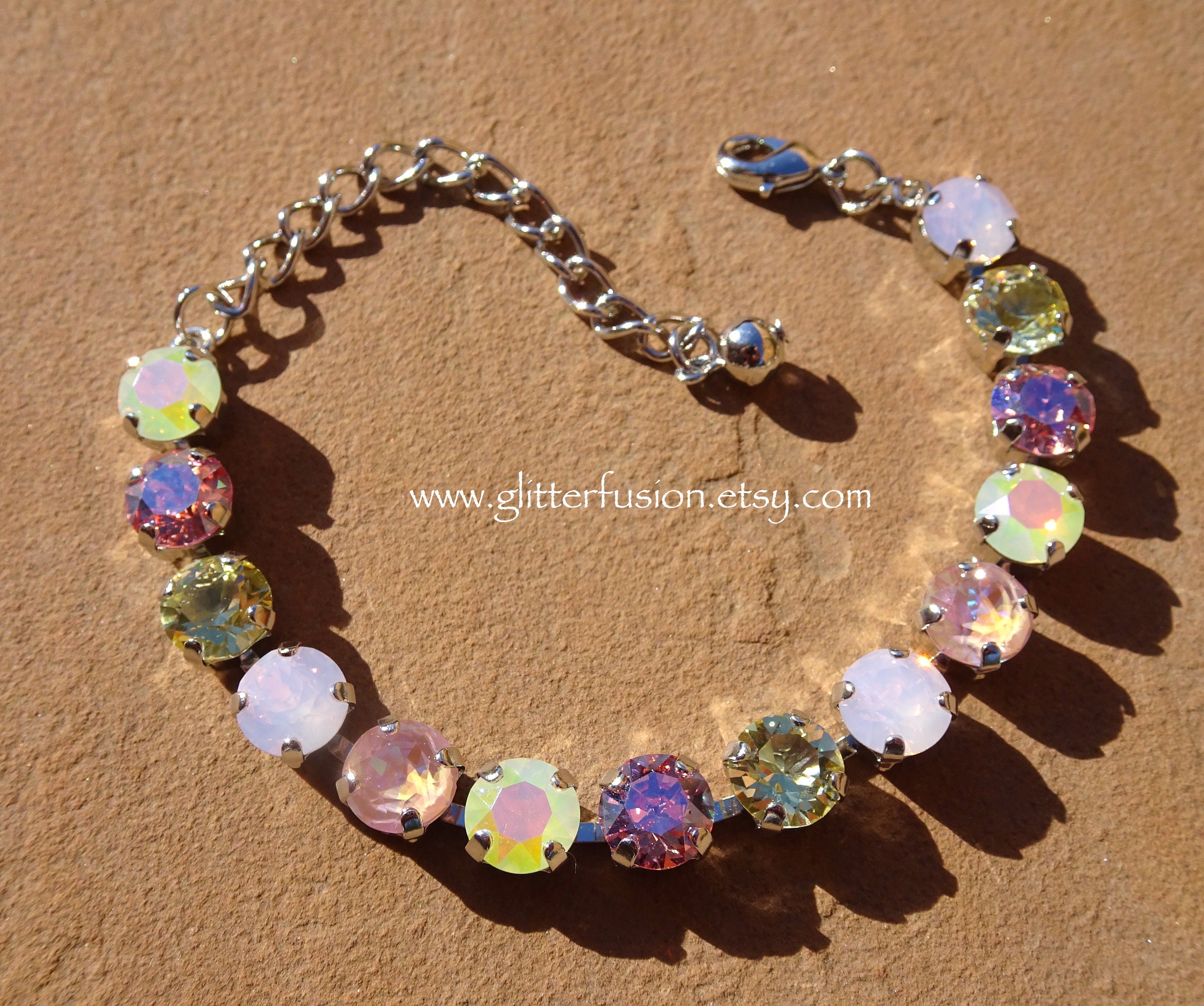 Pink Lemonade Bracelet - Swarovski Crystal Spacers and Beads Handmade from  Clay - She Beads – Intention Beads