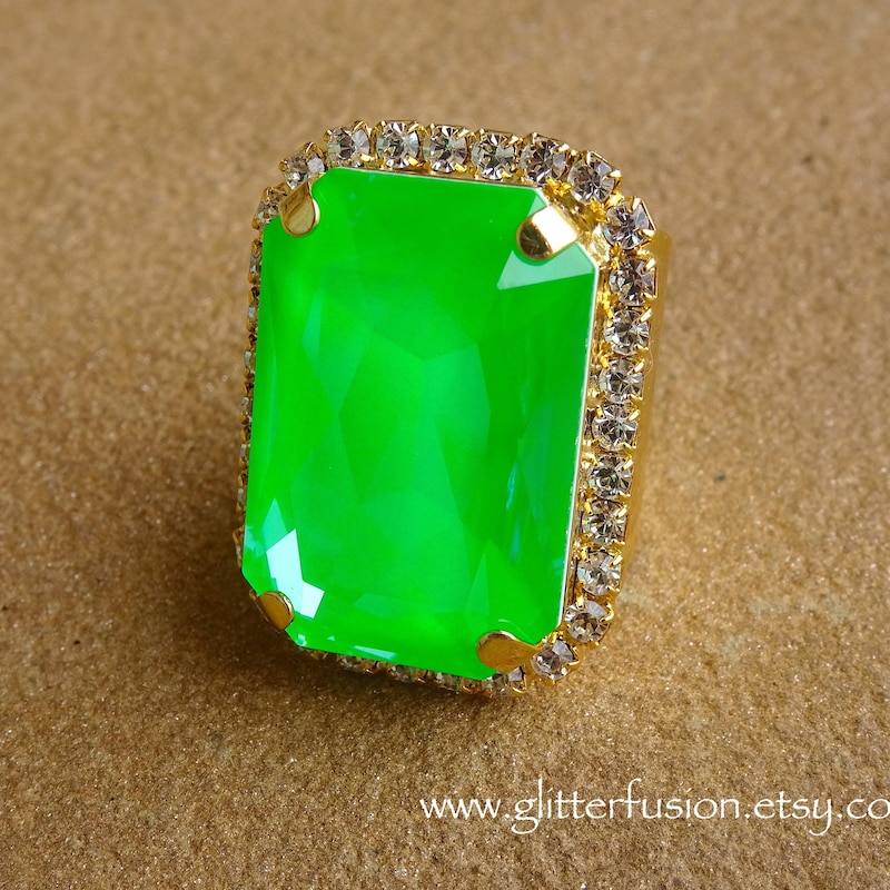Lime Green Ring - Etsy