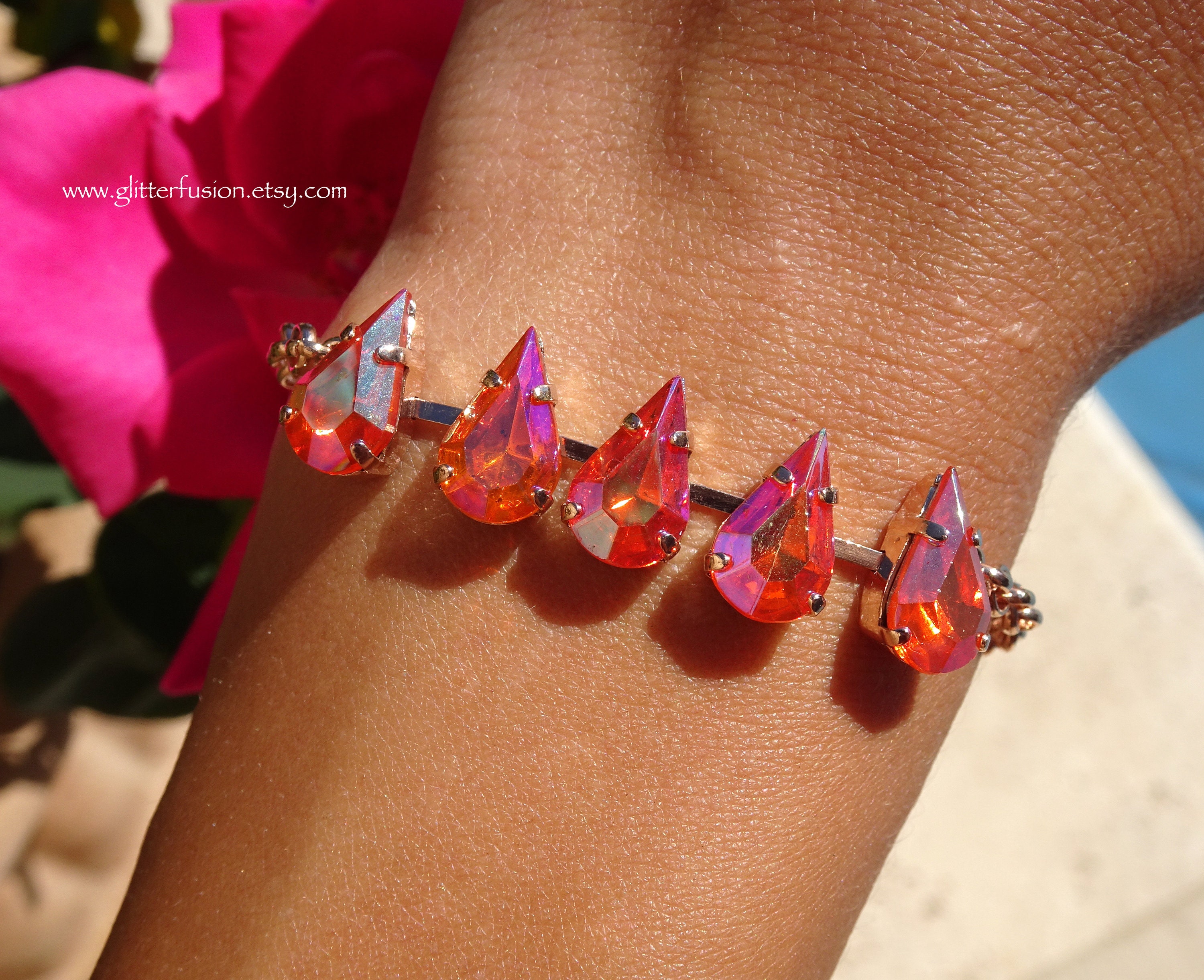 Silver Crystal Beaded Bracelet / Pearl / Iridescent / Fairy / Dainty / Butterfly / Color / Cute / Quartz / Opal / Valentines