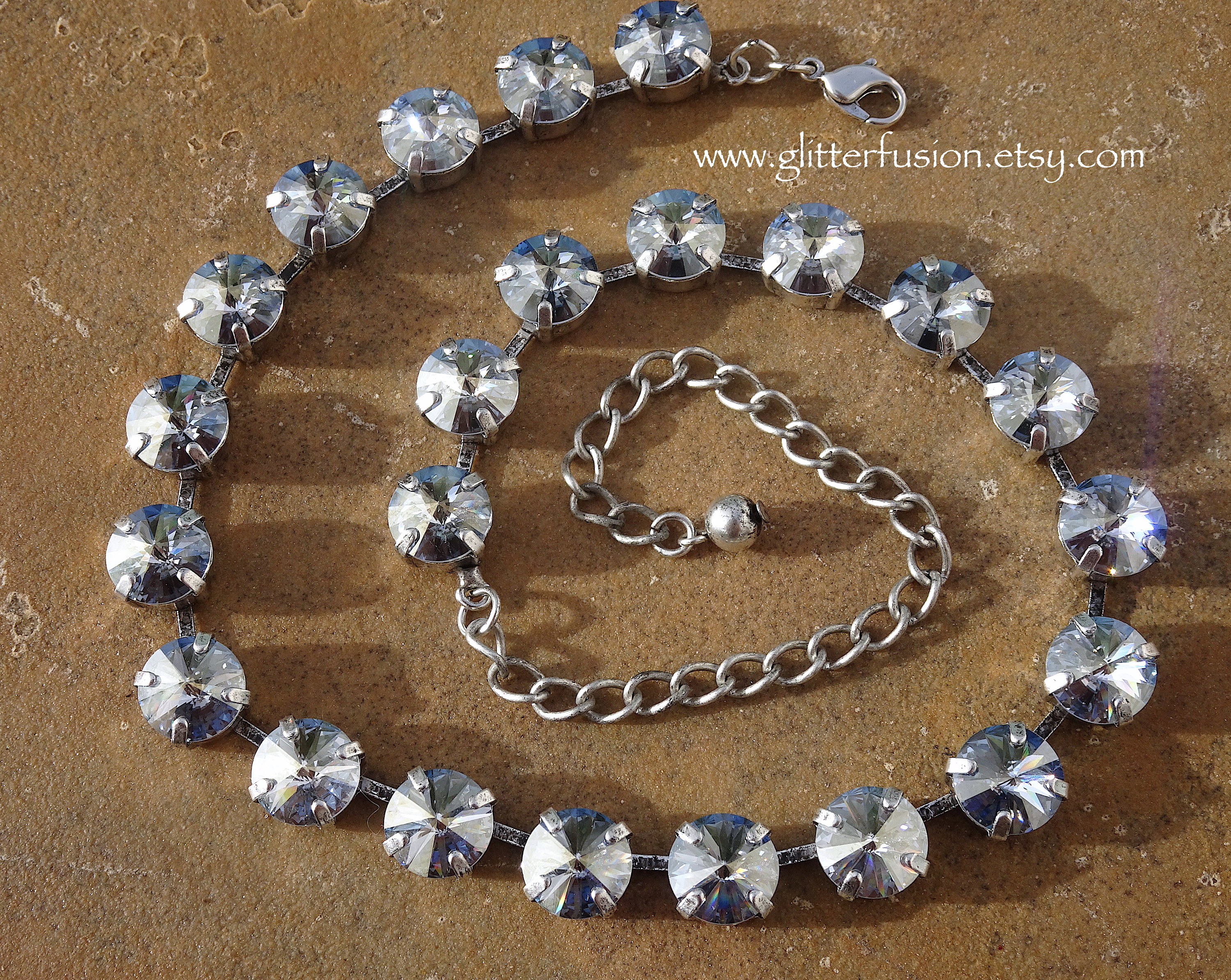 Collier Déclaration Femme – Cristal Et Strass Bleus – Neuf Avec étiquettes – Bijou Fantaisie