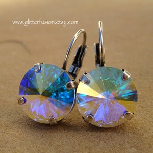 Orecchini pendenti con cristalli Swarovski iridescenti AB, orecchini pendenti con cristalli arcobaleno Aurora Borealis, orecchini con cristalli neutri da damigella d&#39;onore
