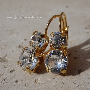 Crystal Clear Swarovski Crystal Statement Earrings, Clear Crystal Bridesmaid Prom Wedding Jewelry, Mother&#39;s Day Gift, Glitter Fusion Jewelry