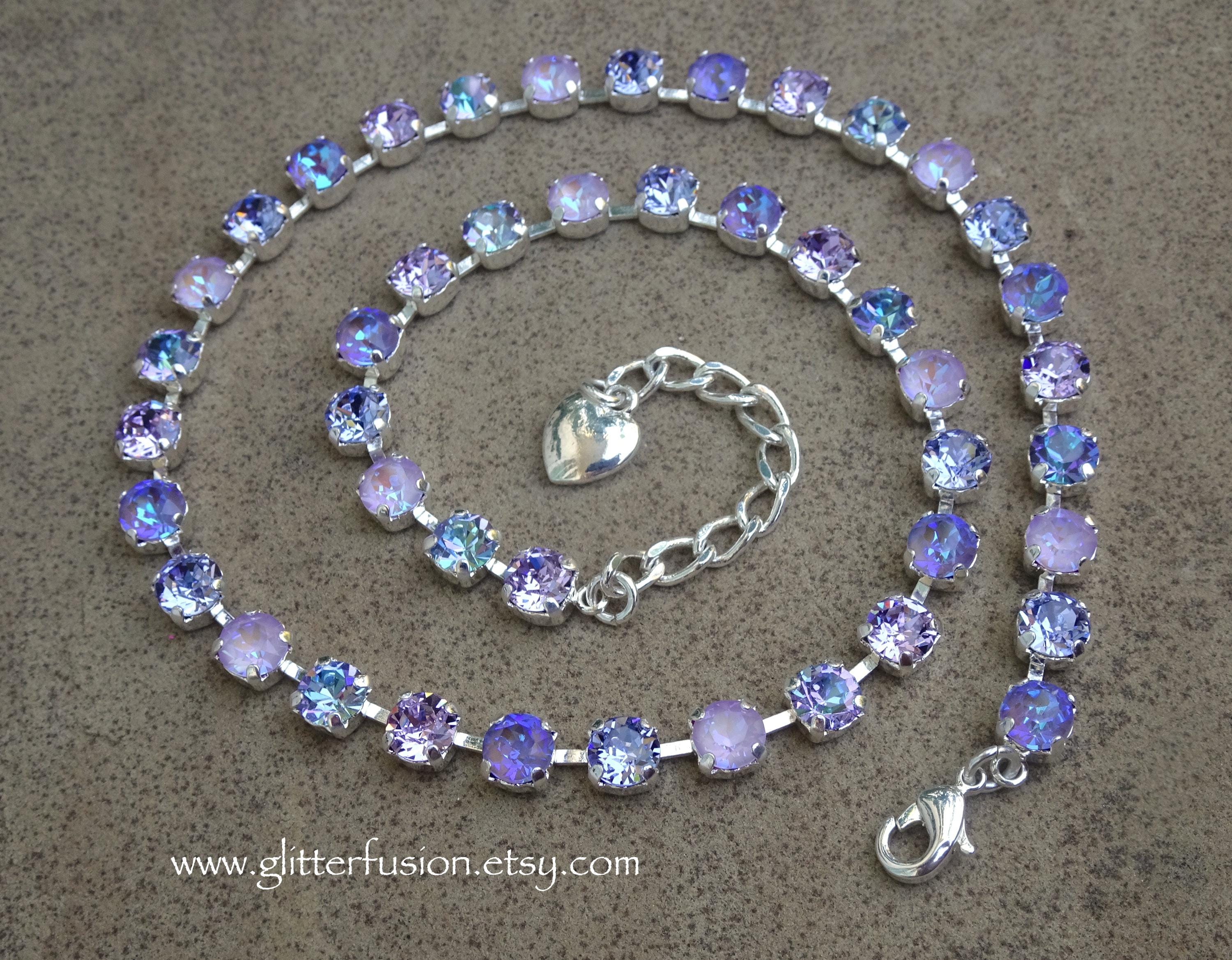 Lavender Purple Swarovski & Czech Crystal Silver Tennis