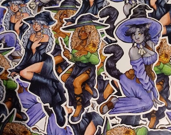 Pin-up Witch Girl Stickers