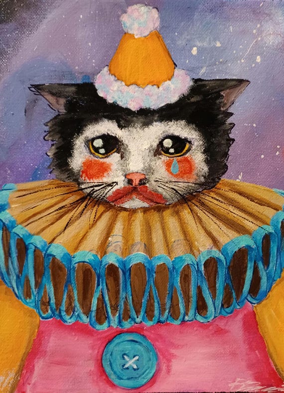 Sad Clown Cat Print - Etsy