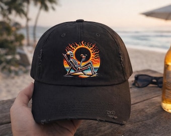 Gorra vintage de esqueleto lavada/gorra de camionero de algodón desgastado - Estilo urbano retro Y2K