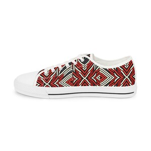 Zapatillas de lona con estampado gráfico rojo: zapatos casuales de caña baja con plantilla cómoda imagen 8