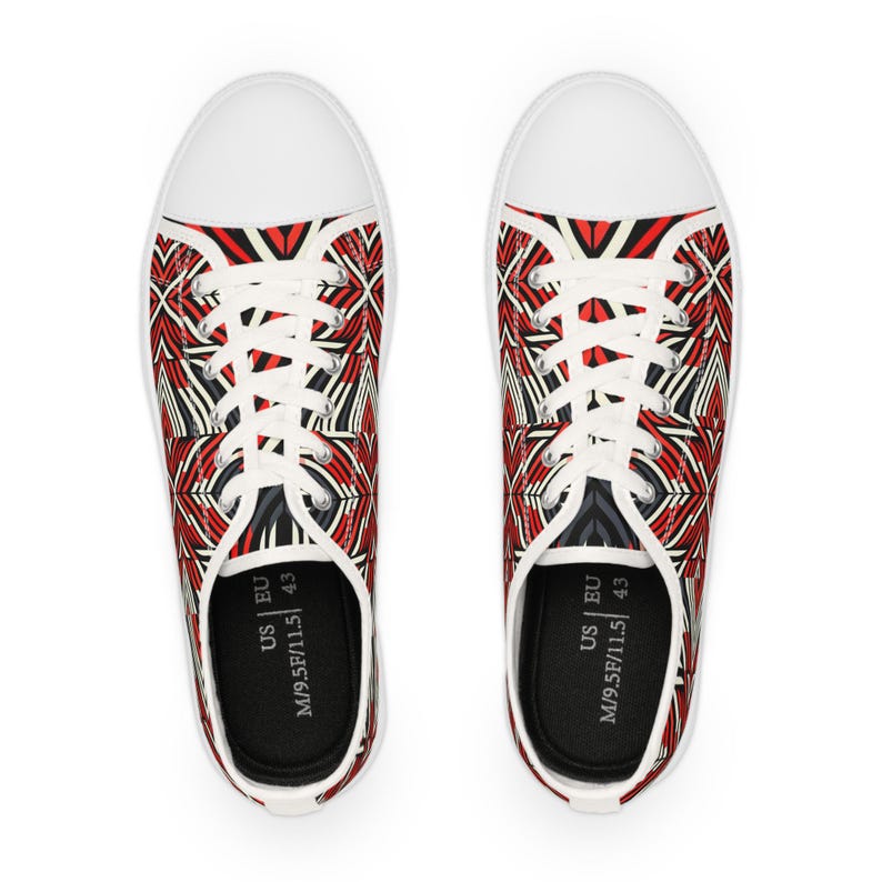 Zapatillas de lona con estampado gráfico rojo: zapatos casuales de caña baja con plantilla cómoda imagen 6