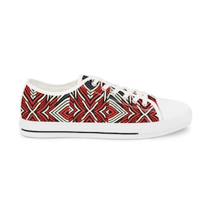 Zapatillas de lona con estampado gráfico rojo: zapatos casuales de caña baja con plantilla cómoda imagen 9