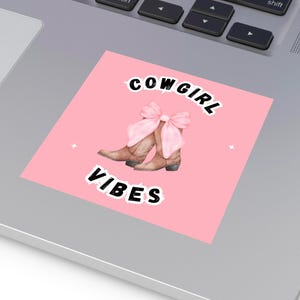 Vierkante vinylstickers - rodeo cowgirl fans cadeau voor haar kantoorinrichting, sticker cowboy western rodeo, sticker cowgirl rodeo thema, rodeoliefhebber
