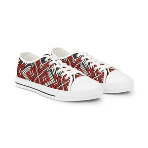 Zapatillas de lona con estampado gráfico rojo: zapatos casuales de caña baja con plantilla cómoda imagen 5
