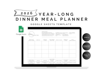 2026 Year-Long Dinner Meal Planner, Google Sheets Template (Digital)
