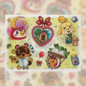 May include: A set of colorful cartoon animal character illustrations featuring a red and white owl, a brown raccoon, a yellow dog, a brown pig, and a heart-shaped frame with a house inside. The illustrations are on a yellow background with white stars and other decorative elements. The text "HAYLEY WATKINS" is at the bottom of the image.