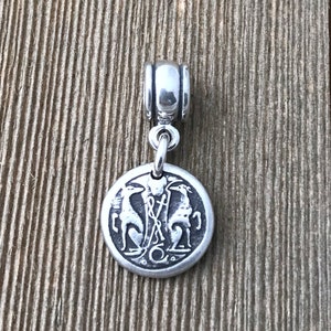 Greyhounds Crest Fine Silver Large Hole Charm Pendant Two Greyhounds Ready to Ship image 3