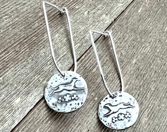 Cosmo In Clover - Greyhound Earrings - Small - Sterling Silver - U Hook - Post - Long Hook - Ready to Ship