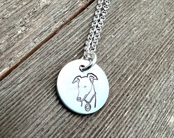 Greyhound Sterling Silver Pendant Necklace Charm - Ready to Ship