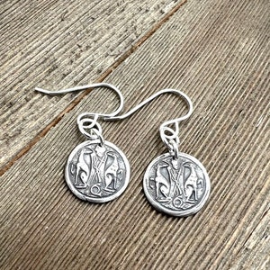 Greyhound Crest Earrings Sterling Silver Two Greyhounds Vintage Antique Victorian Hook Post Leverback Made to Order Hook
