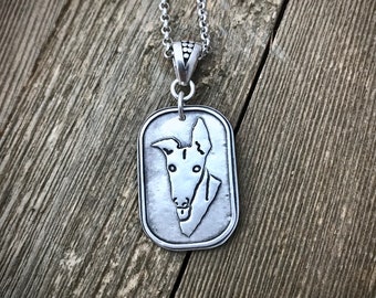 What's Up? - Greyhound Large Pendant - Sterling Silver - Necklace Charm - Heavy Thick Chain - Made to Order