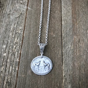 Two of a Kind Greyhound Pendant Necklace Fine & Sterling Silver Two Greyhounds Heavy Gauge Thick Rolo Chain Cable Made to Order image 7