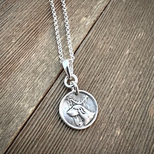 Vintage Antique Irish Wolfhound Pendant Necklace Charm - Small Tiny - Rolo Chain - Sterling Silver - Made to Order