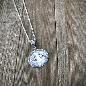 Two of a Kind Greyhound Pendant Necklace Fine & Sterling Silver Two Greyhounds Heavy Gauge Thick Rolo Chain Cable Made to Order image 4