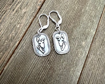 What's Up? - Greyhound Earrings - Small - Sterling Silver - Hook Leverback Post - Ready to Ship